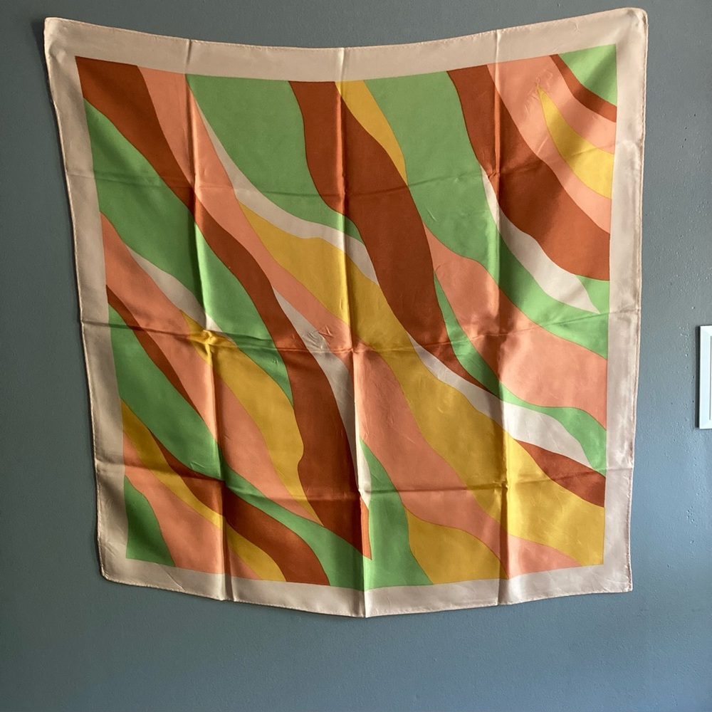 Colorful  Vintage Abstract Square Rolled Edge Scarf